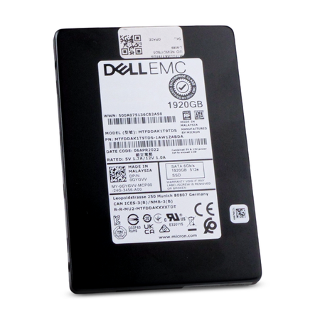 Dell/Micron 5300 PRO MTFDDAK1T9TDS 1.92TB 1.5 DWPD SATA 6Gb/s 3D TLC 512e 2.5in Refurbished SSD