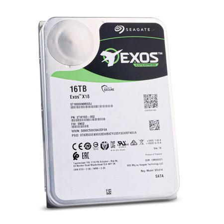 Seagate Exos X18 ST16000NM000J 16TB 7.2K RPM SATA 6Gb/s 512e 3.5in Refurbished HDD