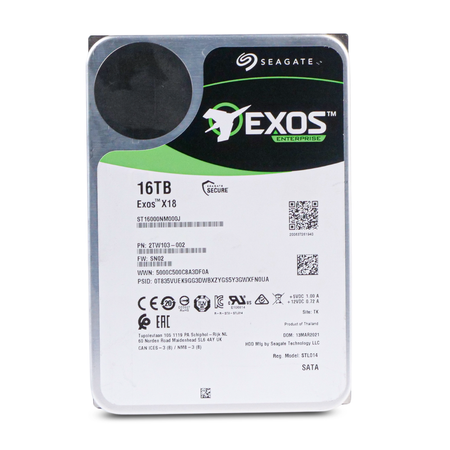 Seagate Exos X18 ST16000NM000J 16TB 7.2K RPM SATA 6Gb/s 512e 3.5in Refurbished HDD