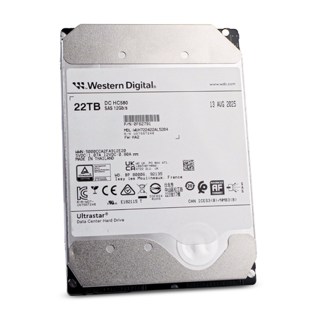 Western Digital Ultrastar DC HC580 WUH722422AL5204 0F62791 22TB 7.2K RPM SAS 12Gb/s 512e 512MB 3.5in HDD