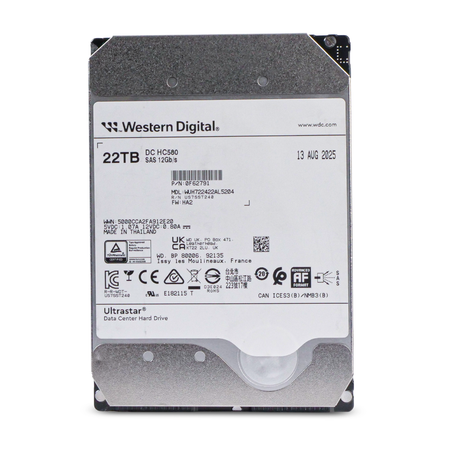 Western Digital Ultrastar DC HC580 WUH722422AL5204 0F62791 22TB 7.2K RPM SAS 12Gb/s 512e 512MB 3.5in HDD