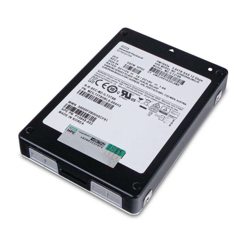 HP/Samsung PM1643a MZILT3T8HBLS 3.84TB SAS 12Gb/s 3D TLC 1 DWPD 2.5in Refurbished SSD