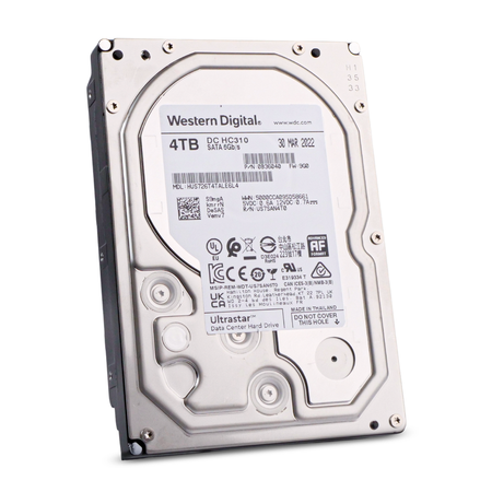 Western Digital Ultrastar DC HC310 HUS726T4TALE6L4 4TB SATA 6Gb/s 3.5" Enterprise Hard Drive, Front sideview