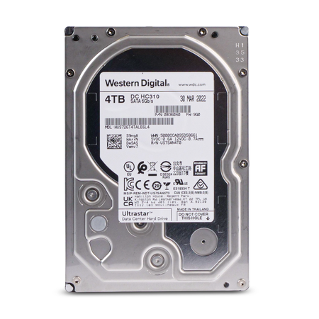 Western Digital Ultrastar DC HC310 HUS726T4TALE6L4 4TB SATA 6Gb/s 3.5" Enterprise Hard Drive, Front View