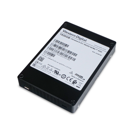 Western Digital Ultrastar DC SN200 0TS1889 1.92TB 1 DWPD NVMe PCIe 3.0 x4 MLC U.2 2.5" SSD, Above Angled View