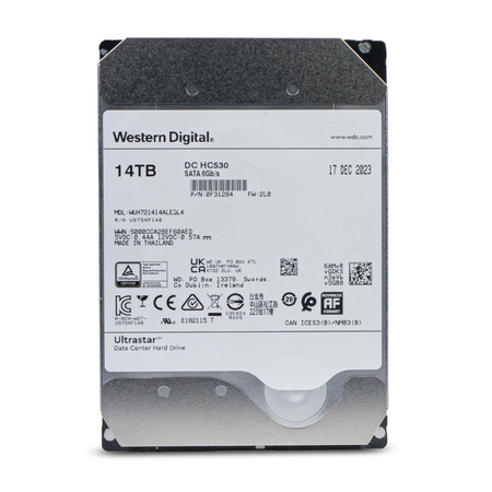 Western Digital Ultrastar DC HC530 14TB WUH721414ALE6L4 0F31284 7.2K RPM SATA 6Gb/s 512e 3.5" HDD