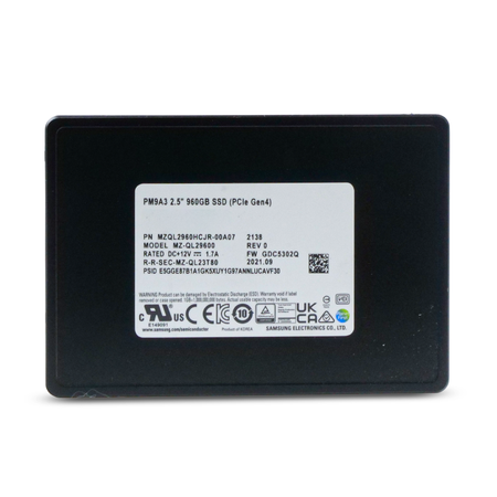 Samsung PM9A3 MZQL2960HCJR 960GB PCIe Gen 4.0 x4 8GB/s 1 DWPD U.2 2.5" Refurbished SSD