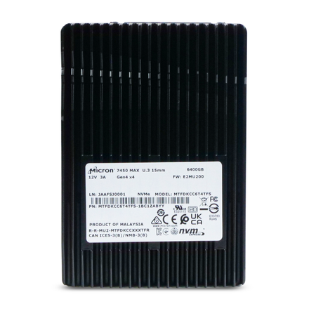 Micron 7450 MAX MTFDKCC6T4TFS 6.4TB 3 DWPD PCIe Gen 4.0 x4 8GB/s 3D TLC U.3 NVMe 2.5in Refurbished SSD