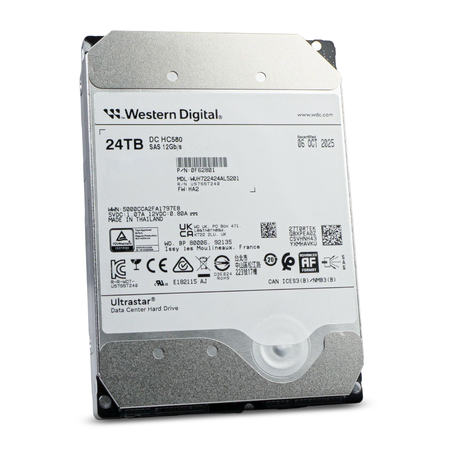 Western Digital Ultrastar DC HC580 WUH722424AL5201 0F62801 24TB 7.2K RPM SAS 12Gb/s 512e 512MB 3.5in Recertified HDD