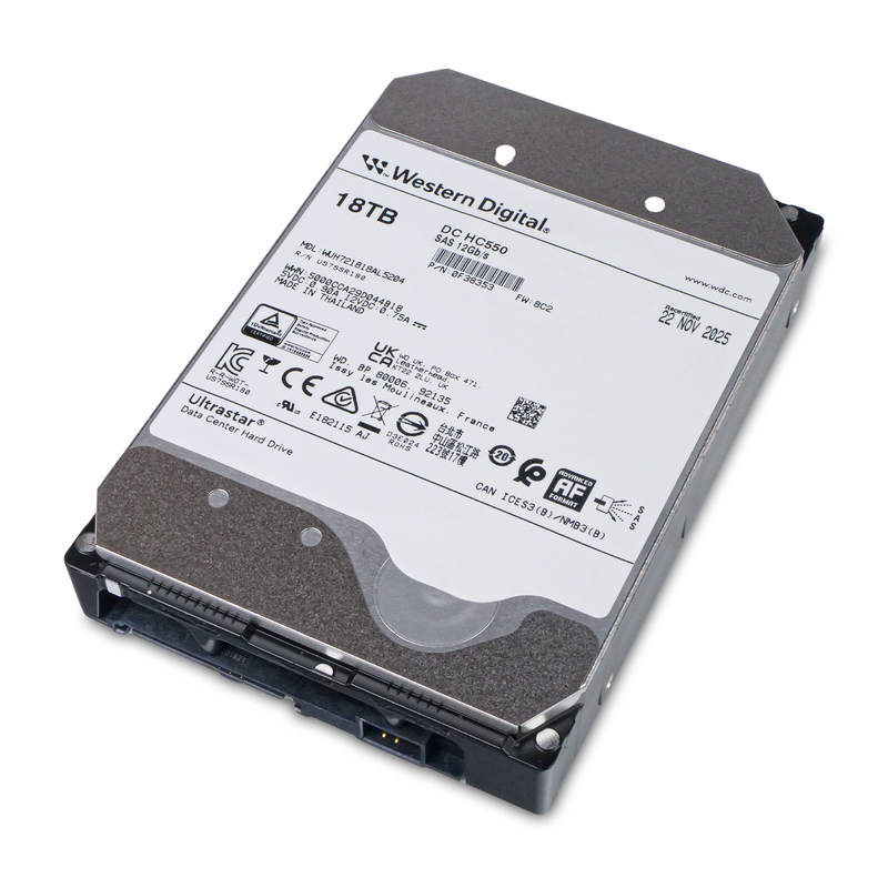 Western Digital Ultrastar DC HC550 WUH721818AL5204 0F38353 18TB 7.2K RPM SAS 12Gb/s 512e 3.5in Recertified Hard Drive