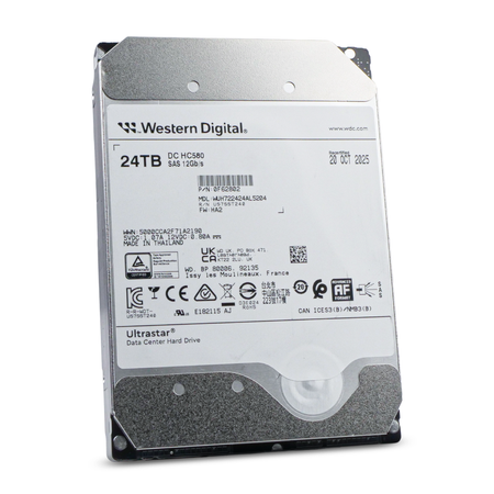 Western Digital Ultrastar DC HC580 WUH722424AL5204 0F62802 24TB 7.2K RPM SAS 12Gb/s 512e 3.5in Recertified Hard Drive