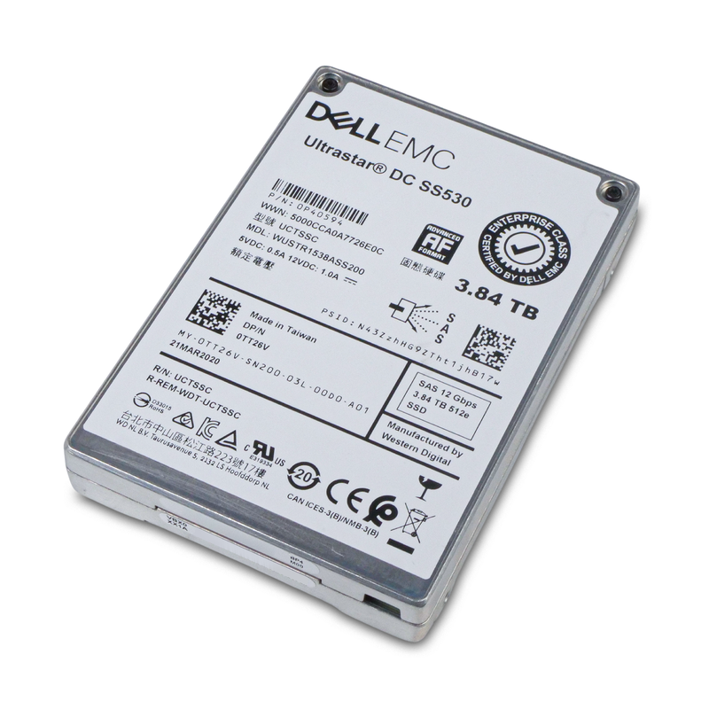 Dell/Western Digital Ultrastar DC SS530 WUSTR1538ASS200 0P40594 3.84TB 1 DWPD SAS 12Gb/s 3D TLC 2.5in Refurbished SSD