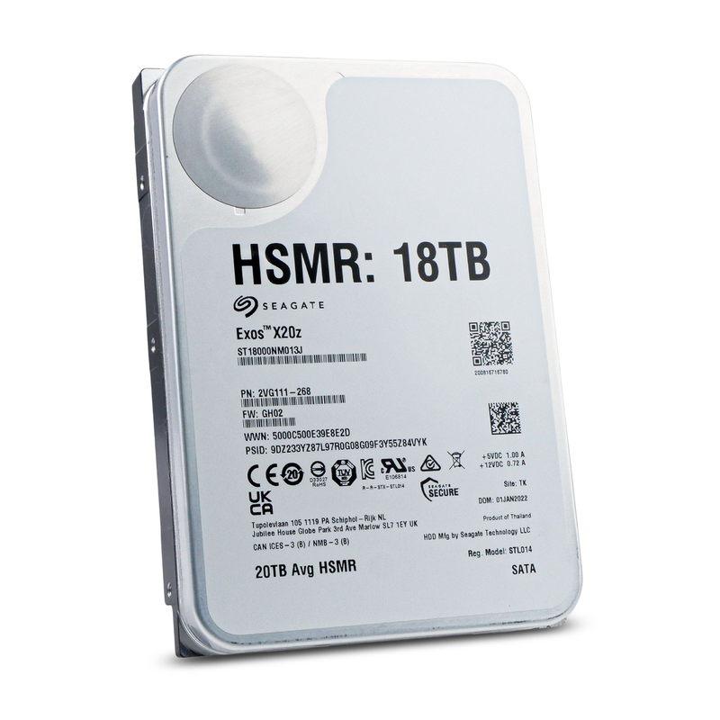 Seagate Exos X20z ST18000NM013J 18TB 7.2K RPM SATA 6Gb/s HSMR 512e 3.5in Refurbished HDD