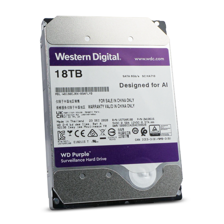 Western Digital Purple WD180EJRX 89AFLY0 18TB 7.2K RPM SATA 6Gb/s 512e 256MB 3.5in Refurbished HDD