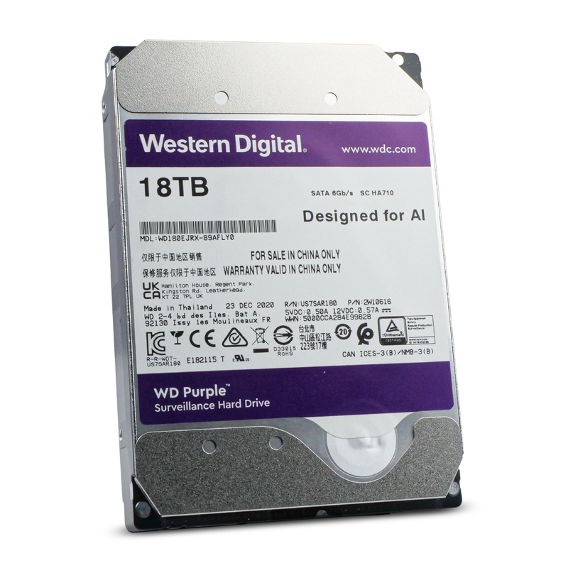 Western Digital Purple WD180EJRX 89AFLY0 18TB 7.2K RPM SATA 6Gb/s 512e 256MB 3.5in Refurbished HDD