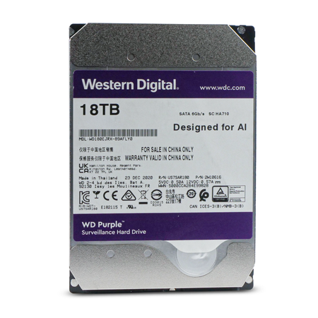 Western Digital Purple WD180EJRX 89AFLY0 18TB 7.2K RPM SATA 6Gb/s 512e 256MB 3.5in Refurbished HDD