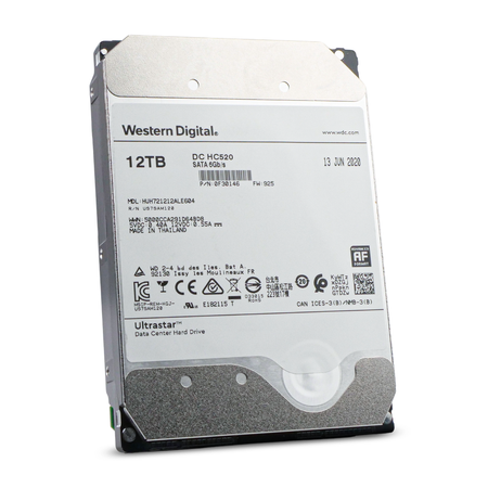 Western Digital Ultrastar DC HC520 HUH721212ALE604 0F30146 12TB 7.2K RPM SATA 6Gb/s 512e 256MB 3.5" SE HDD