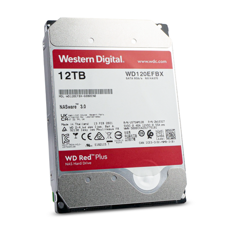 Western Digital Red Plus WD120EFBX 68B0EN0 12TB 7.2K RPM SATA 6Gb/s 512e 256MB 3.5in Refurbished HDD