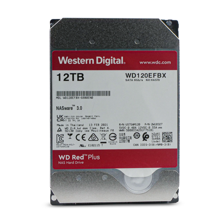 Western Digital Red Plus WD120EFBX 68B0EN0 12TB 7.2K RPM SATA 6Gb/s 512e 256MB 3.5in Refurbished HDD