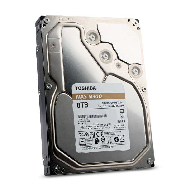 Toshiba N300 HDWG180 HDEXV11ZNA31 8TB 7.2K RPM SATA 6Gb/s 512e 256MB 3.5in Refurbished HDD