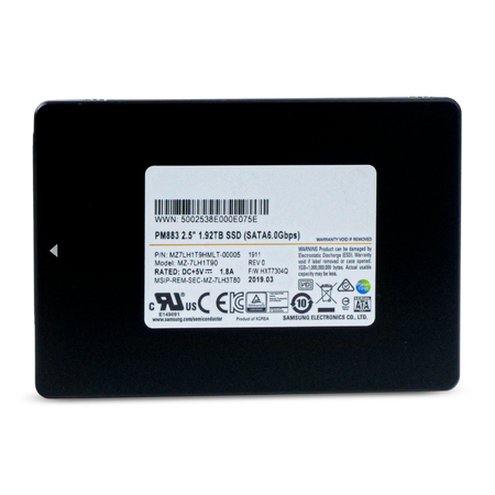 Samsung PM883 MZ7LH1T9HMLT 1.92TB 1.3 DWPD SATA 6Gb/s 3D TLC 2.5in SSD
