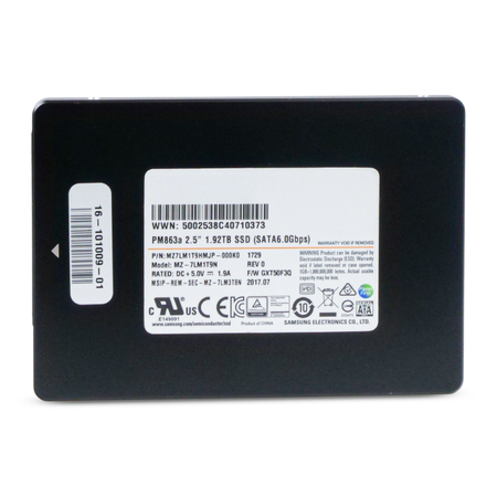 Samsung PM863a MZ7LM1T9HMJP 1.92TB SATA 6Gb/s 3D TLC 1.3 DWPD 2.5" Refurbished SSD
