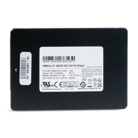Samsung PM863a MZ7LM960HMJP 960GB 1.3 DWPD SATA 6Gb/s Mixed Use V-NAND 2.5in Refurbished Enterprise SSD