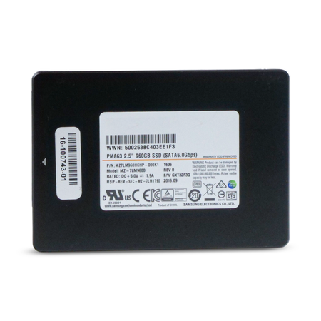 Samsung PM863 MZ7LM960HCHP 960GB SATA 6Gb/s 0.8 DWPD 2.5" Refurbished SSD, 3 of 7