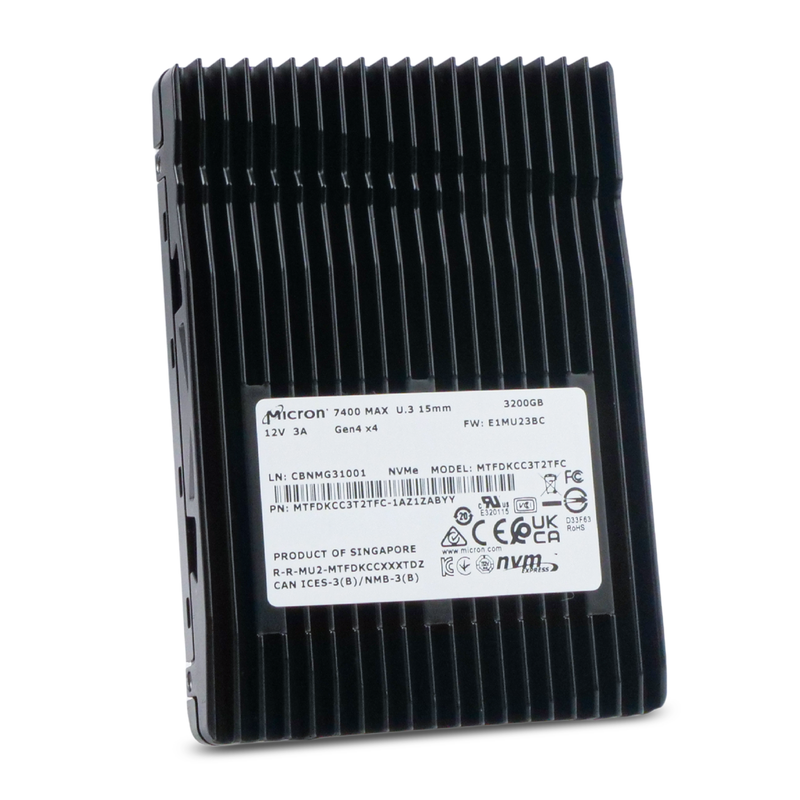 Micron 7400 MAX MTFDKCC3T2TFC 3.2TB 3 DWPD PCIe Gen 4.0 x4 8GB/s 3D TLC U.3 NVMe 2.5in Refurbished SSD