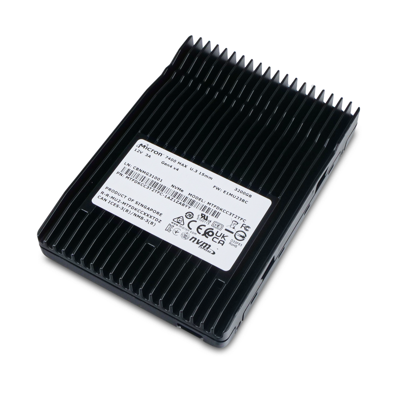 Micron 7400 MAX MTFDKCC3T2TFC 3.2TB 3 DWPD PCIe Gen 4.0 x4 8GB/s 3D TLC U.3 NVMe 2.5in Refurbished SSD
