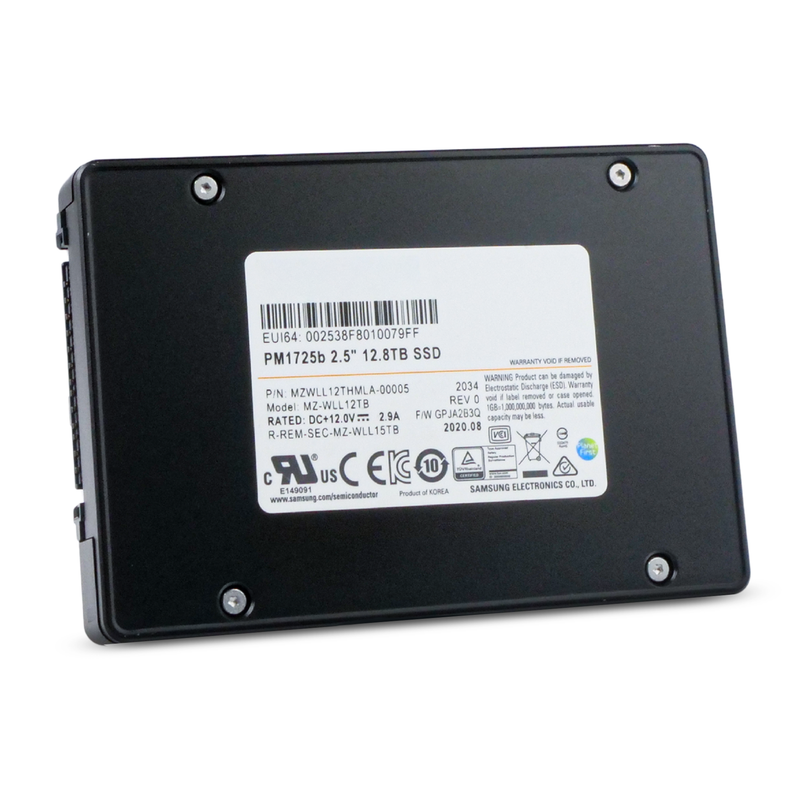 Samsung PM1725b MZWLL12THMLA 12.8TB 3 DWPD PCIe Gen 3.0 x4 4GB/s 3D TLC U.2 NVMe 2.5in Refurbished SSD