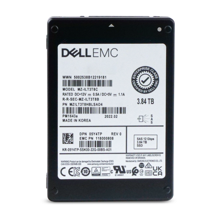 Dell/Samsung PM1643a MZILT3T8C 3.84TB SAS 12 Gb/s 3D TLC 1 DWPD 2.5-inch Refurbished SSD
