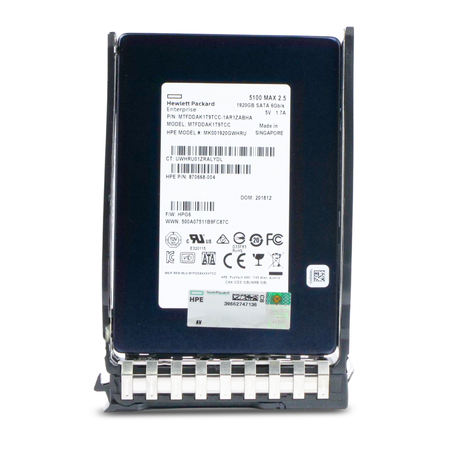 HP MK001920GWHRU 870668-004  1.92TB SATA 6Gb/s 2.5" SSD, Front Straight View