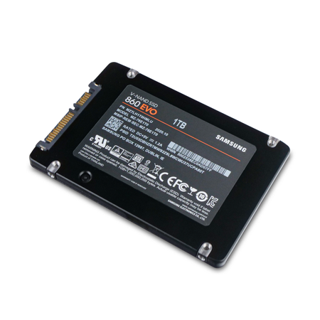 Samsung 860 EVO MZ7LH1T0HMLU 1TB SATA 6Gb/s 2.5" SSD, Top Back Angled View