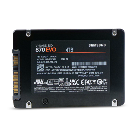 Samsung 870 EVO MZ7L34T0HBLA 4TB SATA 6Gb/s 2.5" SSD, Back Label View