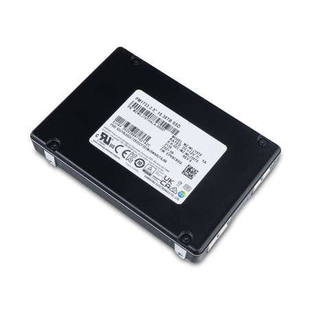 Samsung PM1733 MZWLJ15THALA-00007 15.36TB NVMe PCIe Gen 4.0 U.2 2.5" SSD, Top Angled View