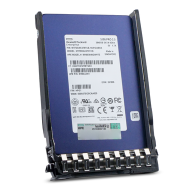 HP MK003840GWHTE 875664-001 MTFDDAK3T8TCB 3.84TB SATA 6Gb/s 2.5" SSD, Front Angled View