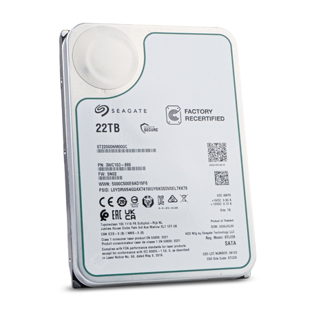 Seagate Exos ST22000NM000C 22TB 7.2K RPM SATA 6Gb/s 512e 3.5in Refurbished HDD