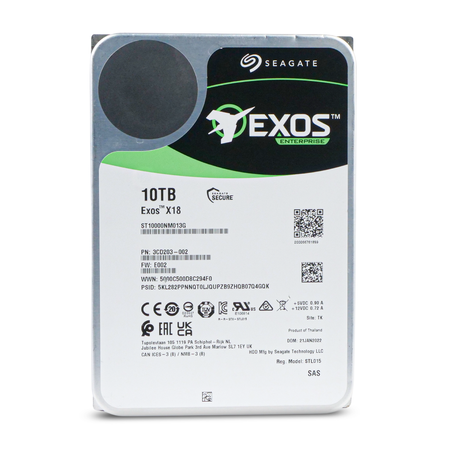 Seagate Exos X18 ST10000NM013G 10TB 7.2K RPM SAS 12Gb/s 512e 3.5in Refurbished HDD
