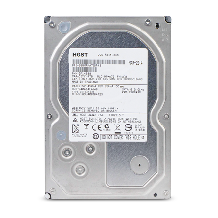 HGST 4TB SATA hard drive on a white background.