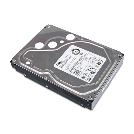 Top-angled view of 4TB 3.5-inch SATA hard drive lying flat.