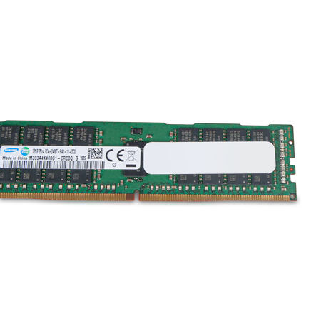 Close-up of Samsung server RAM module label and memory chips.