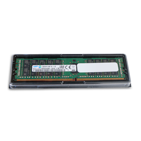 Samsung server RAM module in clear plastic packaging.