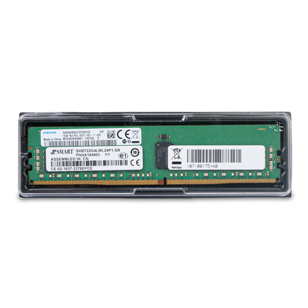 Samsung NetApp server RAM module in clear plastic packaging.