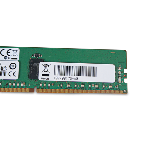 Close-up of NetApp part number label on a server RAM module.