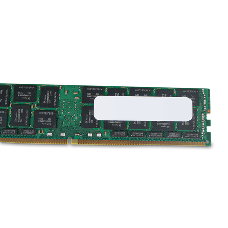 SK hynix DDR4 LRDIMM server memory at an angle, showing chips and gold contacts