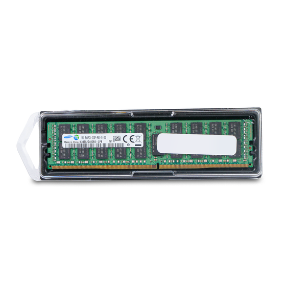 Samsung server RAM module in clear plastic packaging.