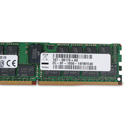 Close-up of NetApp part number label on a Micron server RAM module.