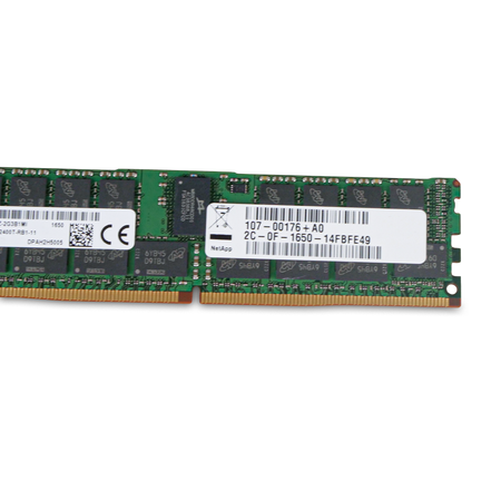 Close-up of NetApp part number label on a server RAM module.
