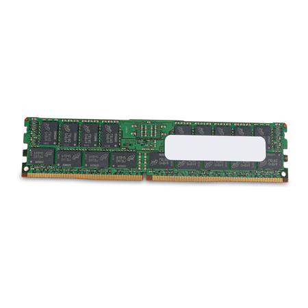 Back side of a Micron server RAM module on a white background.